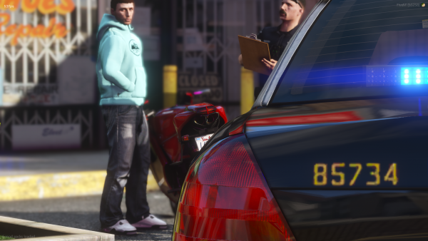 At the traffic stop for speeding